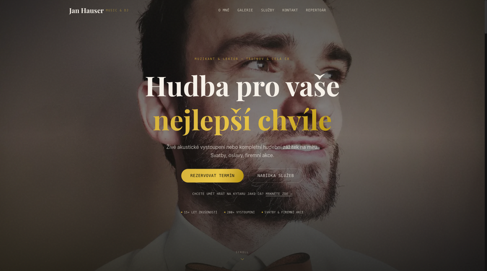 Screenshot webu Jan Hauser - muzikant a lektor kytary
